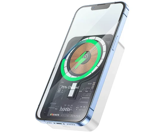 Портативное зарядное устройство Power Bank Hoco Q10A Transparent PD20W с БЗУ 10 000 mAh White