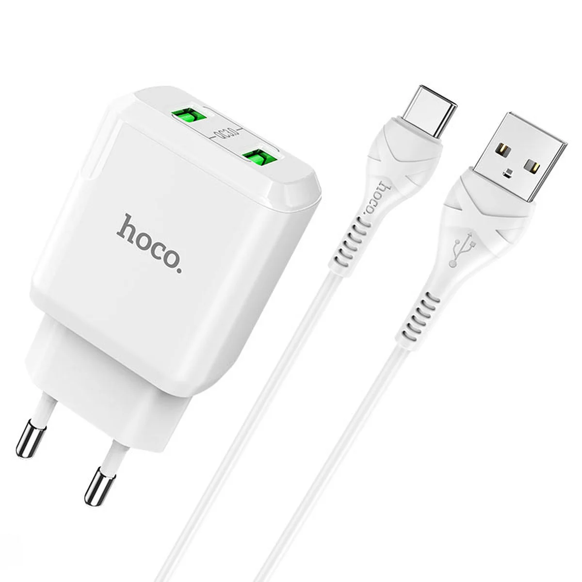 СЗУ HOCO N6 QC3.0 (2USB/3A) + USB - Type-C Белый