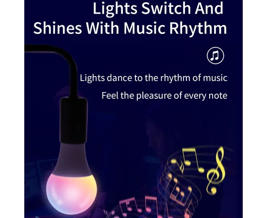 Світлодіодна RGB лампочка Smart bulb light 2pcs with Bluetooth E27 with app White