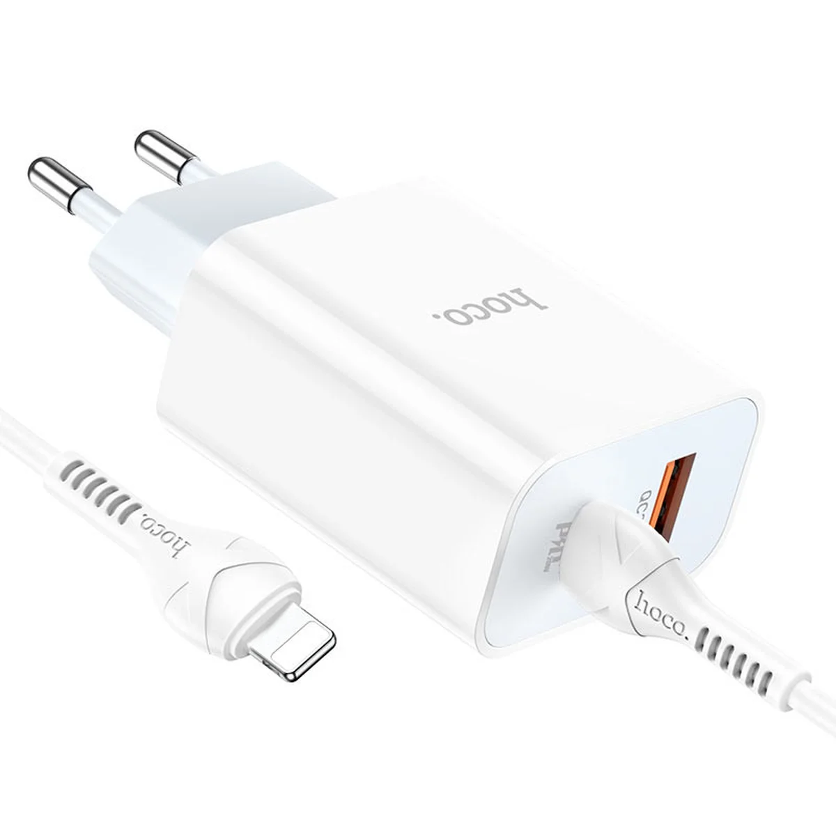 СЗУ HOCO C97A PD20W+QC3.0 (1USB/1Type-C/3A) + Type-C to Lightning Белый