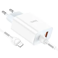 СЗУ HOCO C97A PD20W+QC3.0 (1USB/1Type-C/3A) + Type-C to Lightning Белый