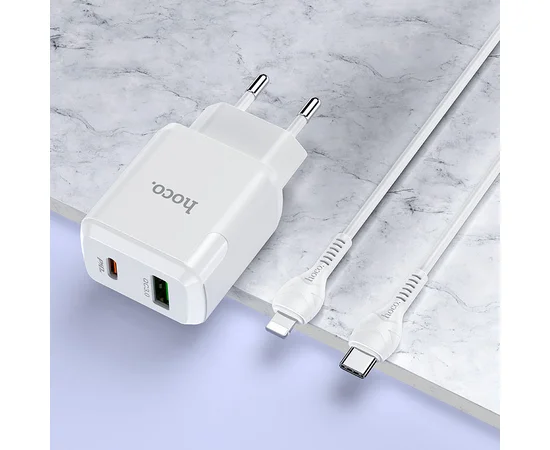 СЗУ Hoco N5 Favor 20W PD+QC3.0 Type-C to Lightning Белый