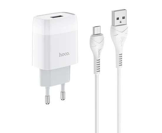 СЗУ Hoco C72A (1USB/2.1A) + MicroUSB Белый