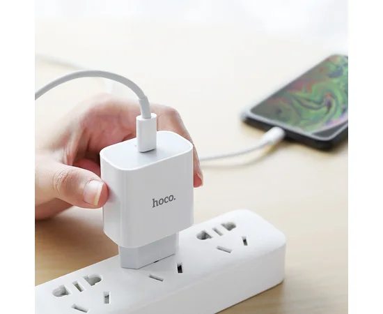 СЗУ Hoco C76A (1USB/PD) + Type-C to lightning Белый