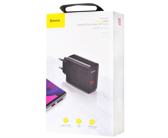 СЗУ Baseus Speed PPS 30W Type-C + USB Черный