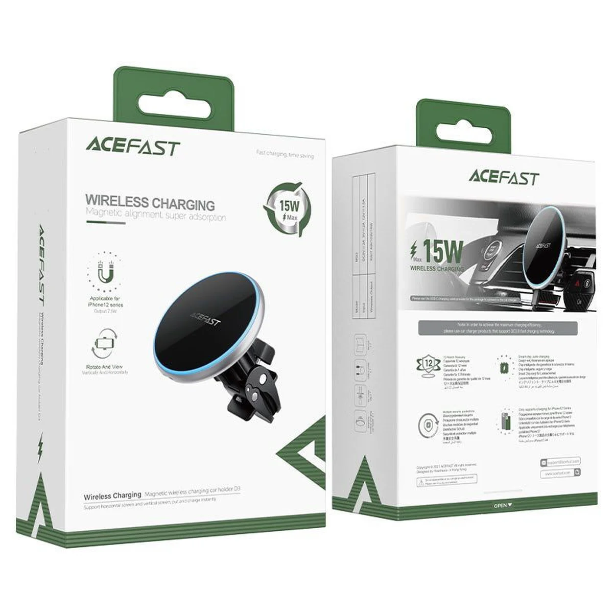 Автотримач із БЗУ Acefast D3 magnetic wireless Silver