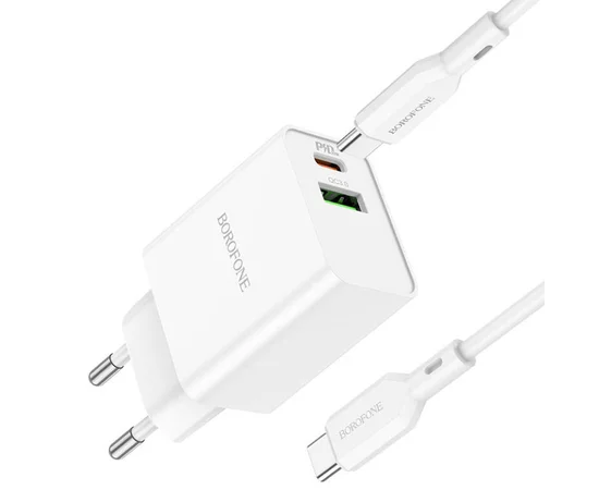 СЗУ Borofone BA69A Resource PD20W+QC3.0 (Type-C to Type-C) White
