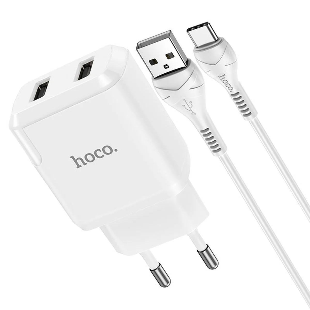 СЗУ HOCO N7 (2USB/2,1A) + USB - Type-C Білий