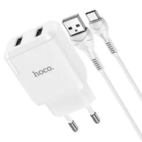 СЗУ HOCO N7 (2USB/2,1A) + USB - Type-C Білий