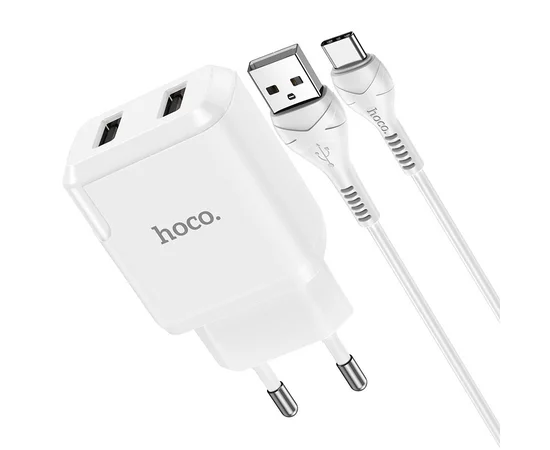 СЗУ HOCO N7 (2USB/2,1A) + USB - Type-C Белый