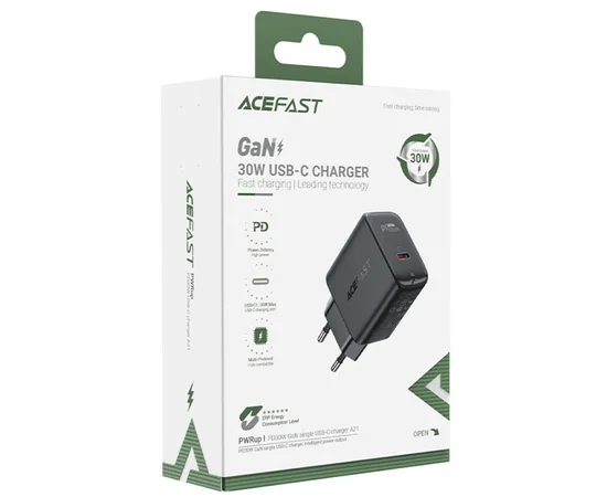 СЗУ Acefast A21 30W GaN single USB-C Black
