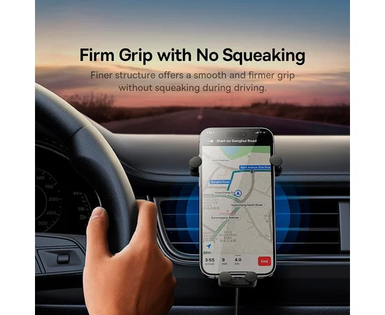 Автодержатель с БЗУ Baseus Stable Gravitational Car Mount Pro 15W (Air Outlet Version) (SUWX03) Black