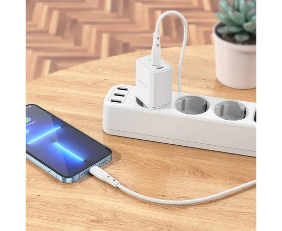 СЗУ Borofone BN9 PD35W (2Type-C) + Type-C to Lightning White