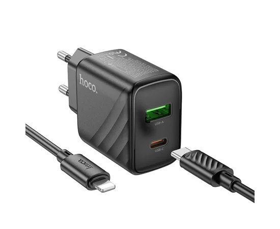 СЗУ Hoco CS23A Sunlight PD30W+QC3.0 + Type-C to Lightning Black