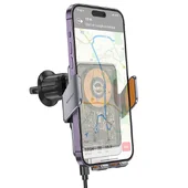 Автоутримувач із БЗУ Hoco HW7 Transparent Discovery Edition (air outlet) Metal gray