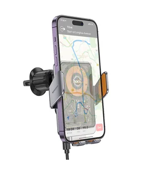 Автодержатель с БЗУ Hoco HW7 Transparent Discovery Edition (air outlet) Metal gray