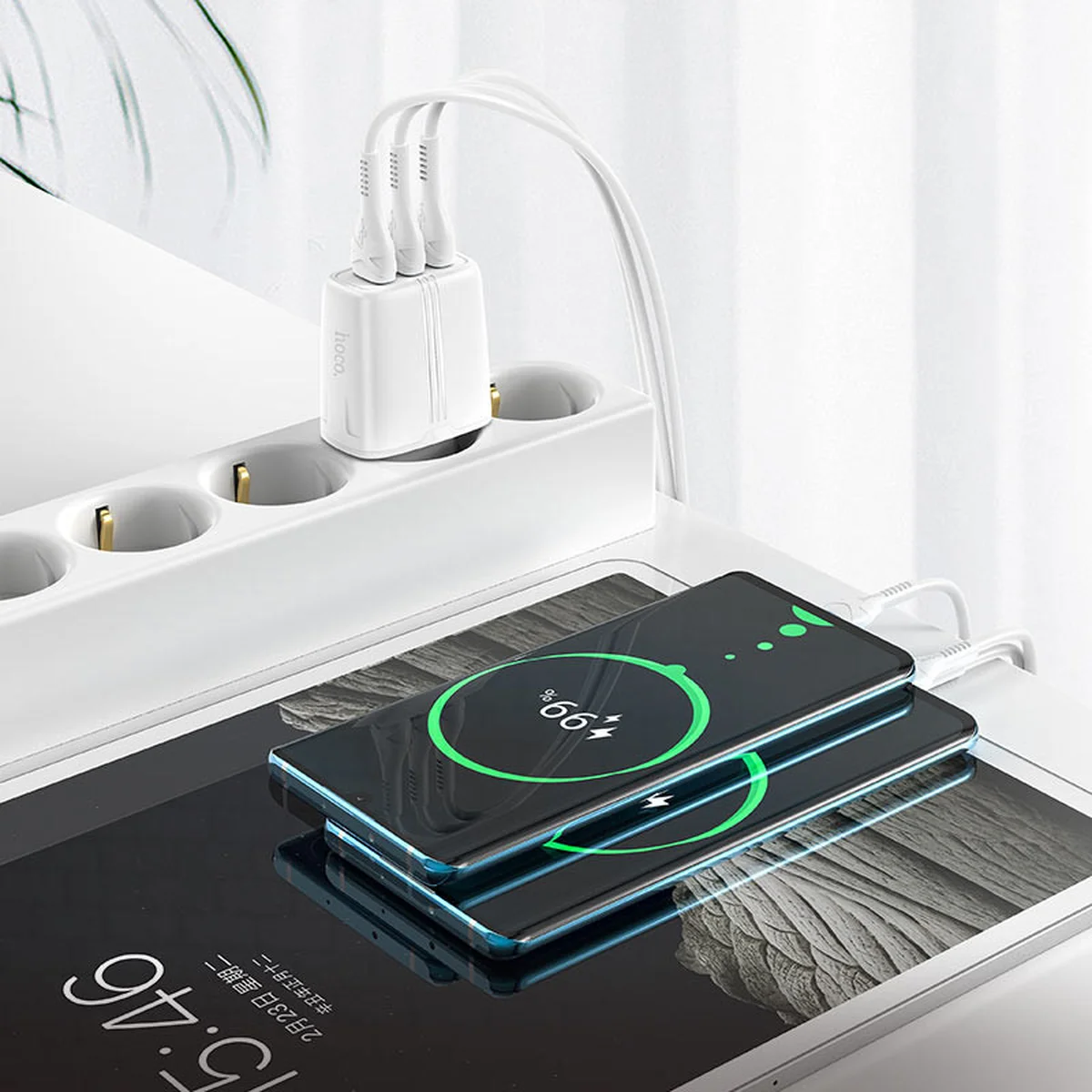 СЗУ Hoco N15 (3USB/2.4A/17W) Білий