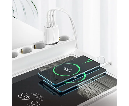 СЗУ Hoco N15 (3USB/2.4A/17W) Белый