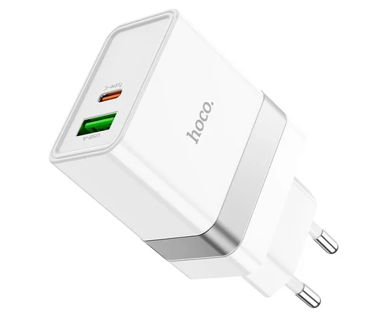 СЗУ Hoco N21 Topspeed PD30W+QC3.0 (1USB/1Type-C/3A) Белый