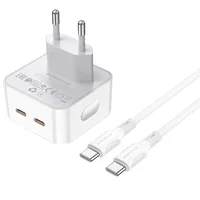 СЗУ Borofone BA76A Source PD35W (2Type-C) + Type-C to Type-C White