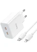 СЗУ Hoco C108A PD 35W (2 Type-C) + Type-C to Lightning White