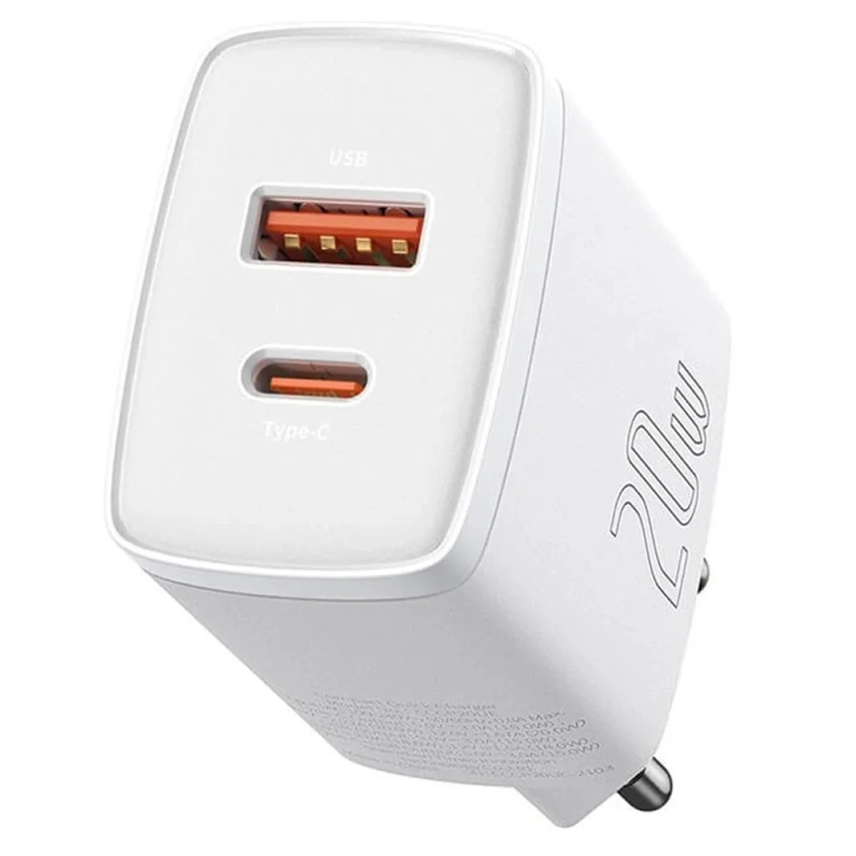 СЗУ Baseus Compact Quick Charger 20W QC+ PD (Type-C + 1USB) (CCXJ-B) White