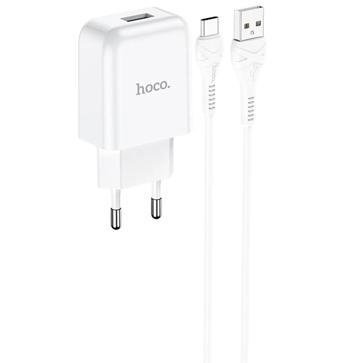 СЗУ HOCO N2 (1USB / 2.1A) + USB - Type-C Білий