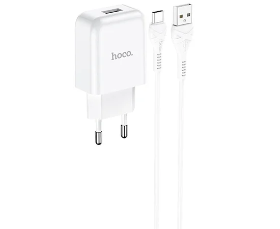 СЗУ HOCO N2 (1USB/2.1A) + USB - Type-C Белый