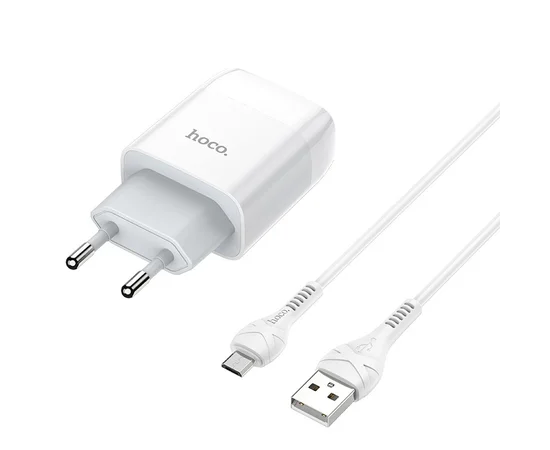 СЗУ HOCO C73A (2USB/2.4A) + microUSB Белый