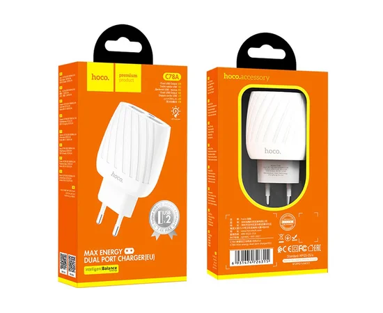 СЗУ Hoco C78A (2USB/2.4A) Белый
