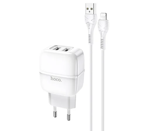СЗУ Hoco C77A (2USB/2.4A) + Lightning Белый