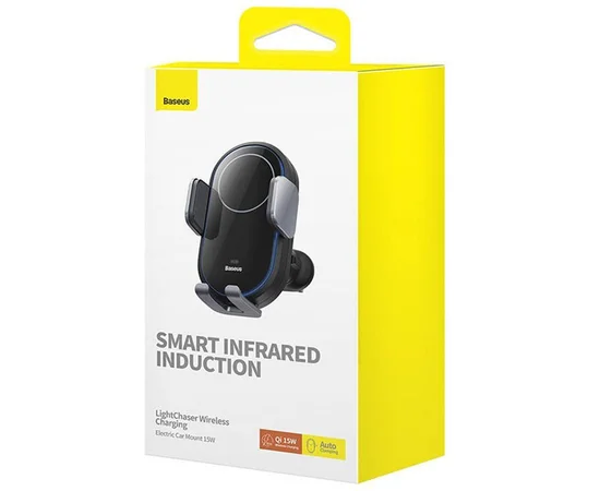 Автодержатель с БЗУ Baseus LightChaser Wireless Charging Electric Car Mount 15W (C40355900121-00) Black