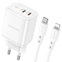 СЗУ Borofone BN9 PD35W (2Type-C) + Type-C to Lightning White