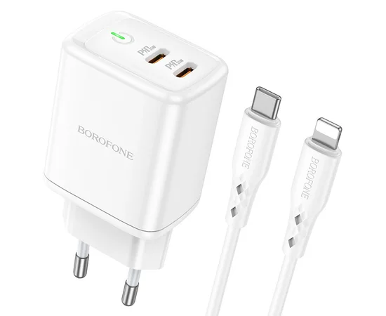 СЗУ Borofone BN9 PD35W (2Type-C) + Type-C to Lightning White