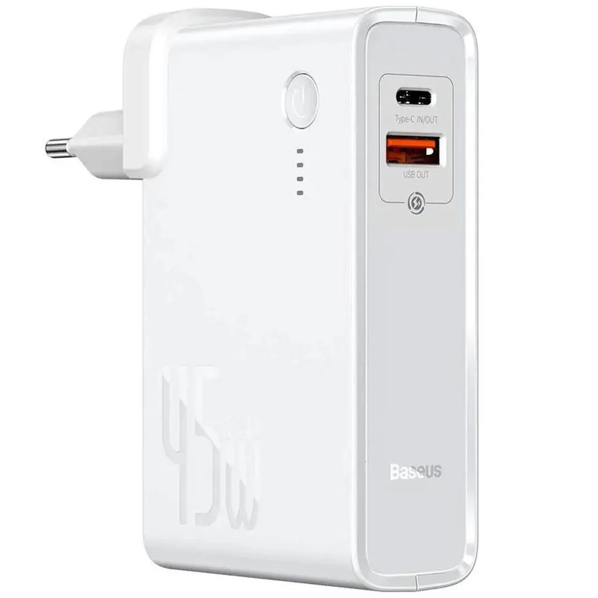 СЗУ + Power Bank 2in1 Baseus GaN QC (Type-C + USB / 45W) 10 000 mAh (PPNLD) Білий