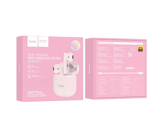 Беспроводные TWS наушники Hoco EW19 Plus Pink