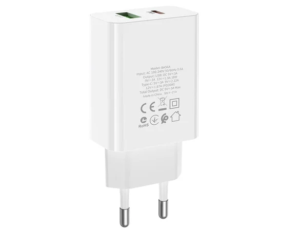 СЗУ Borofone BA56A Lavida PD20W/ QC3.0 / 2USB Белый