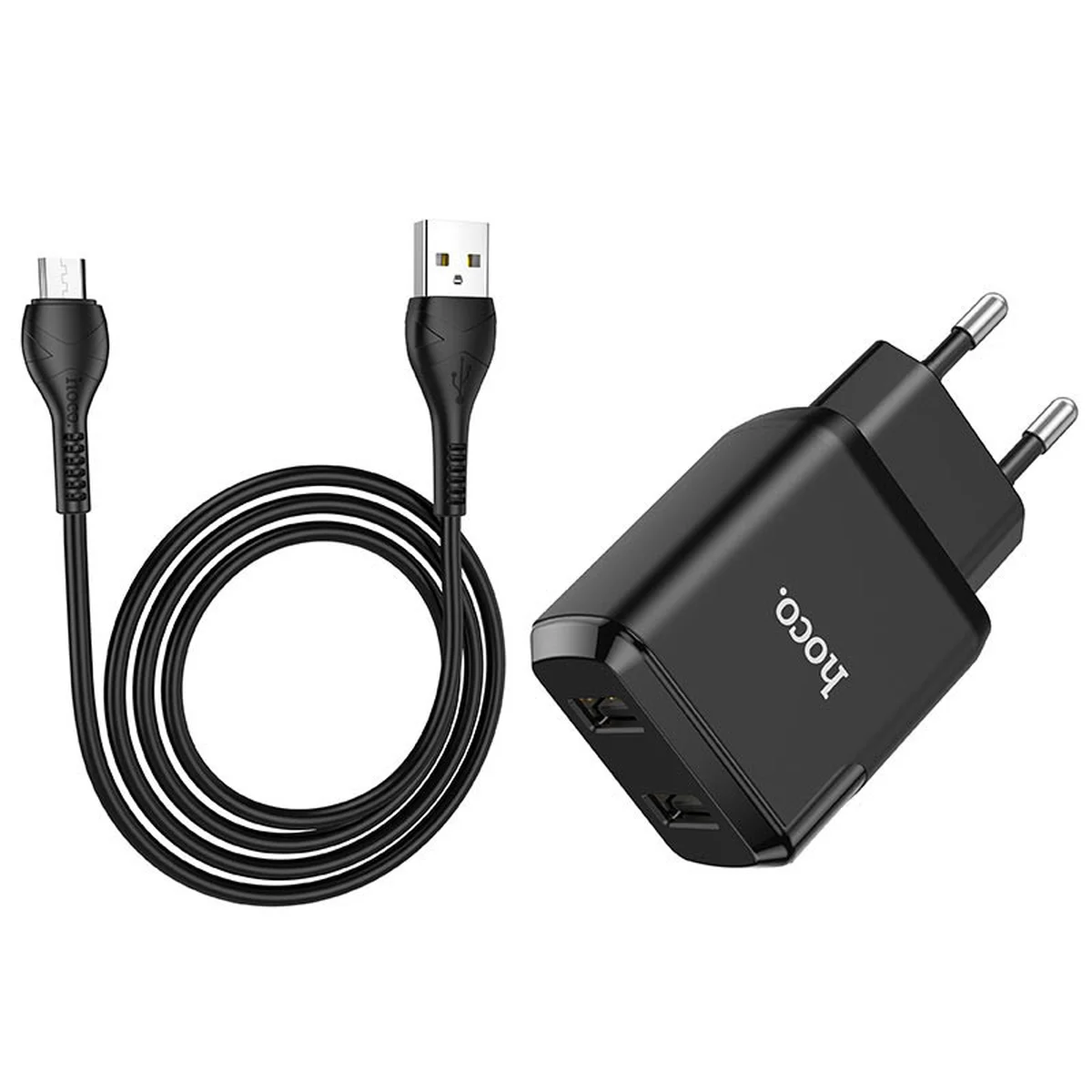 СЗУ HOCO N7 (2USB/2,1A) + USB - MicroUSB Черный