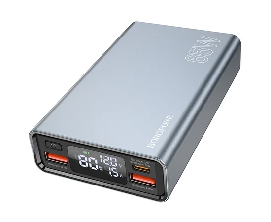 Портативное зарядное устройство Power Bank BOROFONE BJ40 Happy way 65W 15 000 mAh Metal gray