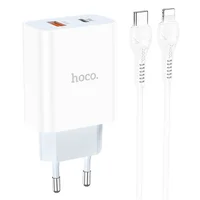 СЗУ HOCO C97A PD20W+QC3.0 (1USB/1Type-C/3A) + Type-C to Lightning Белый