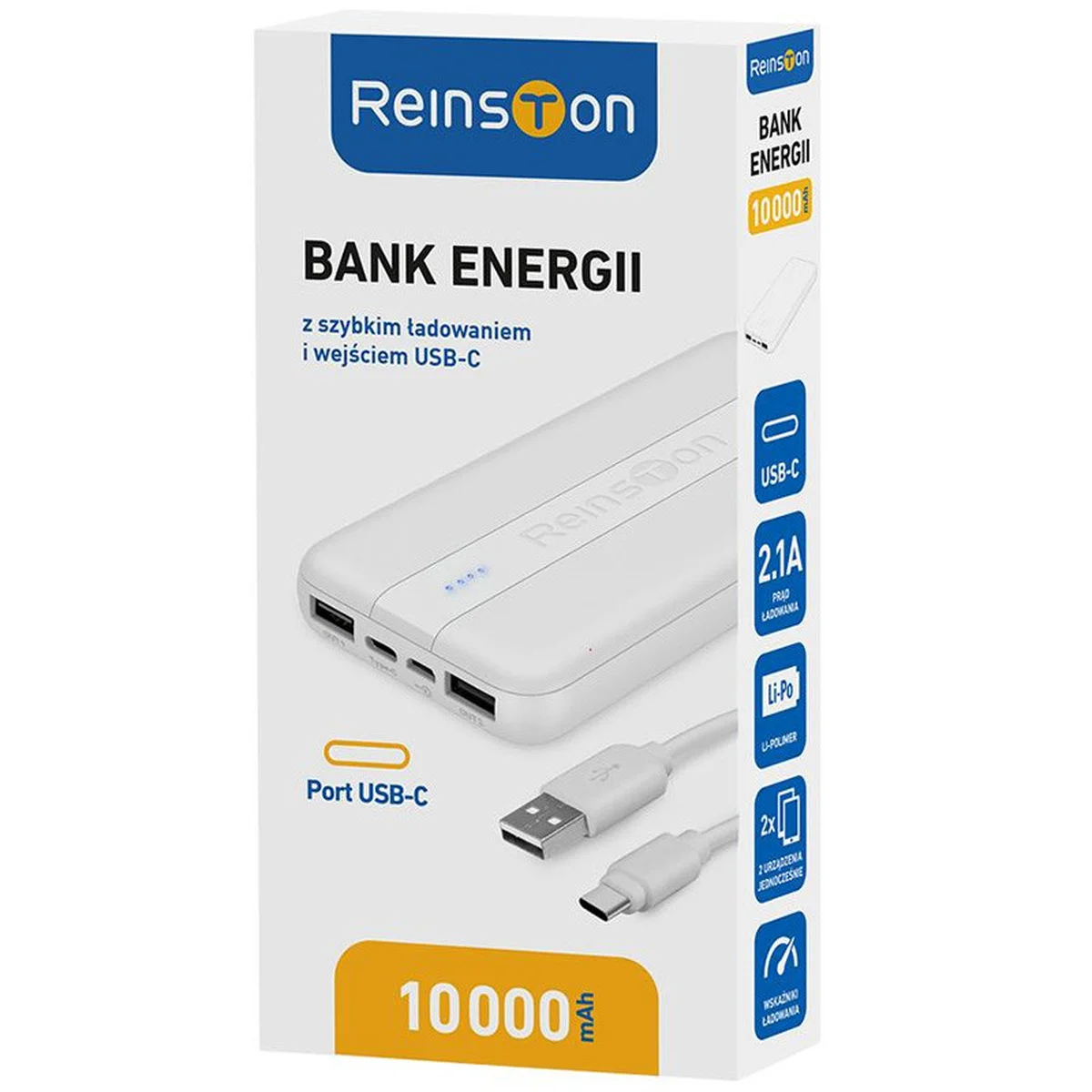 Портативное зарядное устройство Power Bank Reinston EPB026 10000 mAh Белый