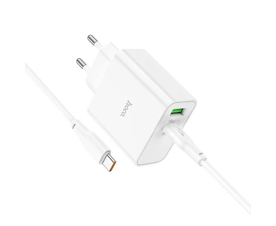 СЗУ Hoco C113A Awesome PD65W (1USB/1Type-C) + Type-C to Type-C White