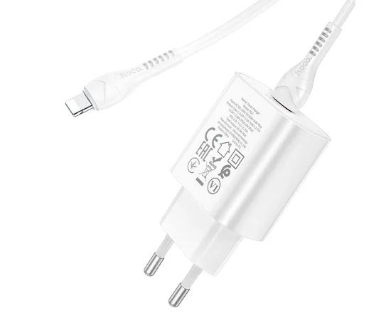 СЗУ Hoco N22 Jetta PD25W + Type-C to Lightning Белый
