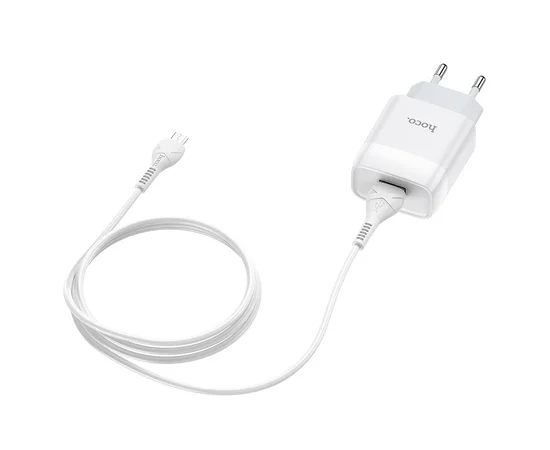 СЗУ Hoco C72A (1USB/2.1A) + MicroUSB Белый