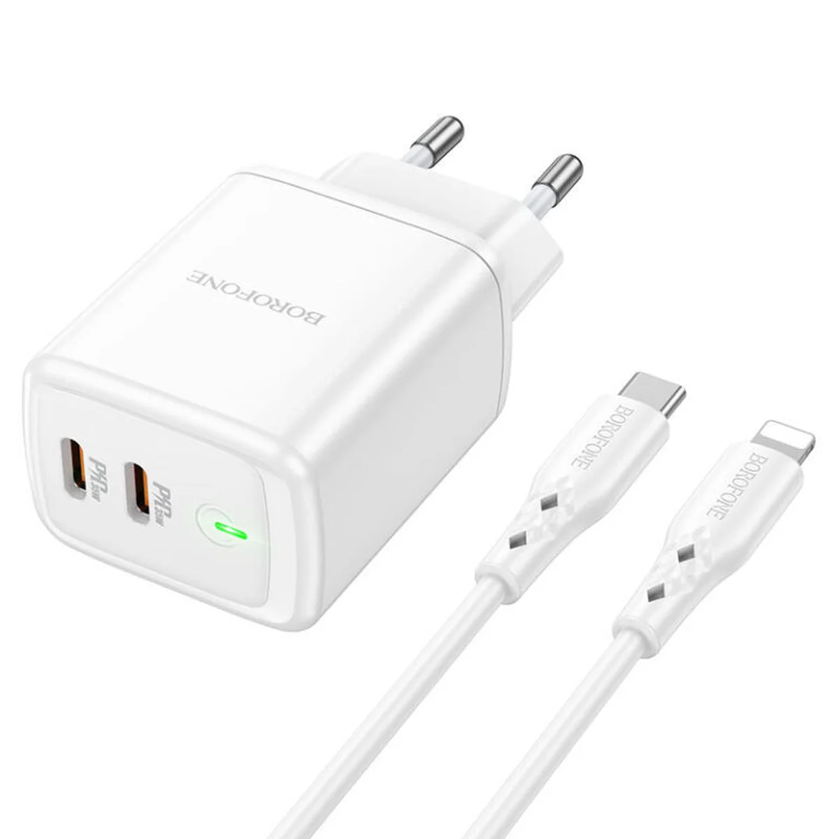 СЗУ Borofone BN9 PD35W (2Type-C) + Type-C to Lightning White