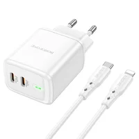 СЗУ Borofone BN9 PD35W (2Type-C) + Type-C to Lightning White