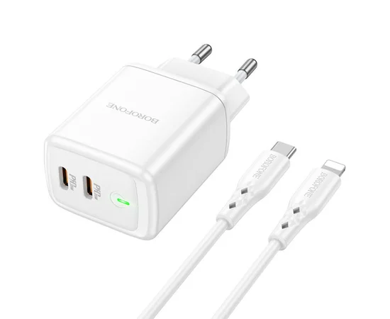 СЗУ Borofone BN9 PD35W (2Type-C) + Type-C to Lightning White