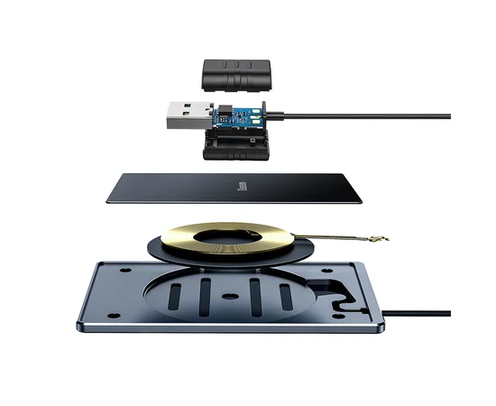 Беспроводное зарядное устройство Baseus Card Ultra-Thin 15W (with USB cable 1m) Черный