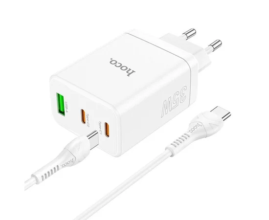 СЗУ Hoco N33 Start PD35W (2C/1A) + Type-C to Type-C White