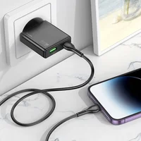 СЗУ Hoco N38 Delgado PD20W+QC3.0 + Type-C to Lightning Black